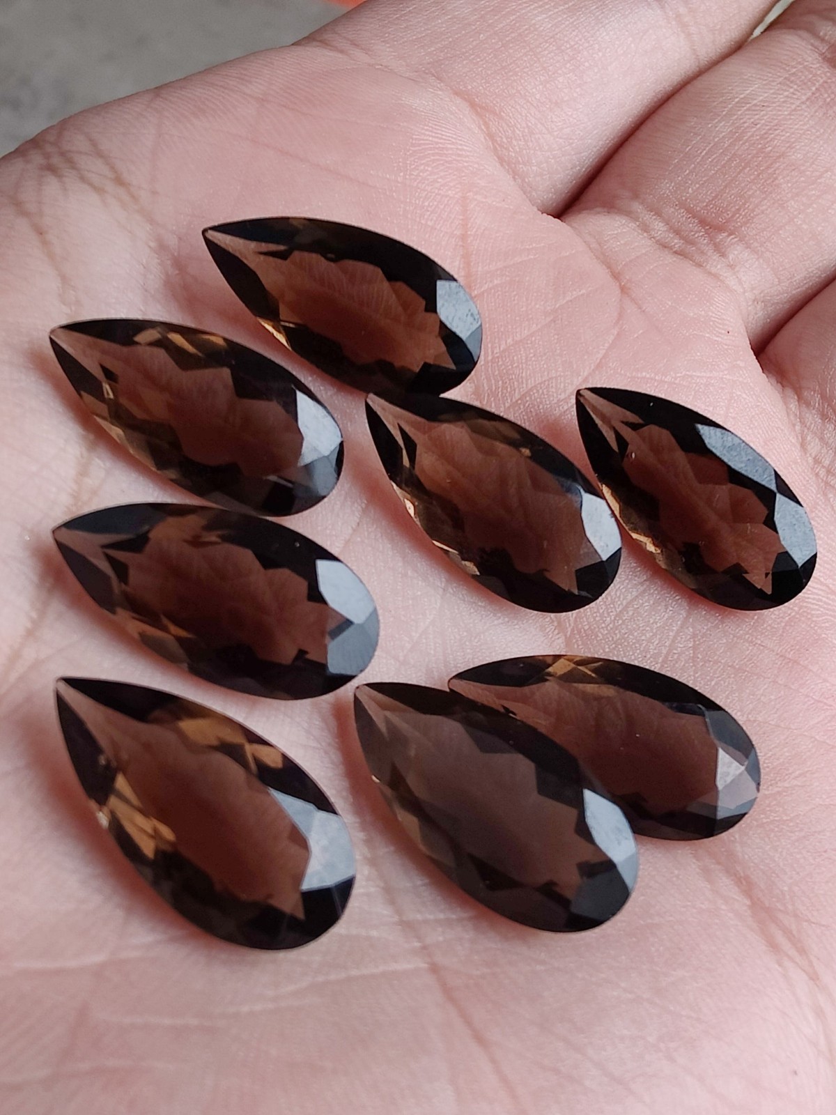 Natural Smoky Quartz Long Pear Faceted Cut 6x12mm to 12x24mm Loose Gemstone