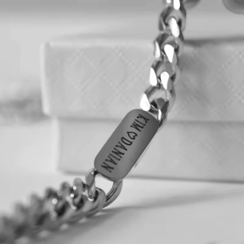 Custom Engraved Name 7.8mm Thick Cuban Chain Bracelet Jewelry Men Women Silver