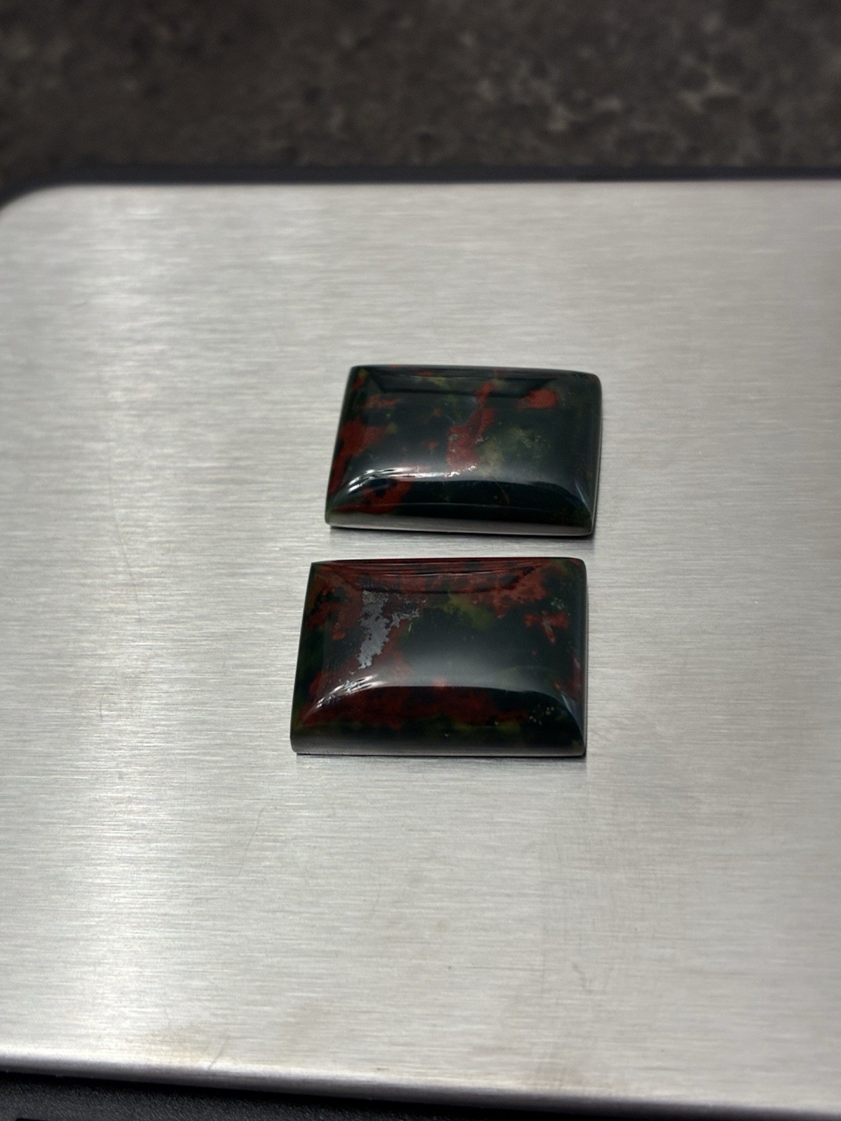 25ct Natural Bloodstone – Rectangular Cabochons (2) 10×8