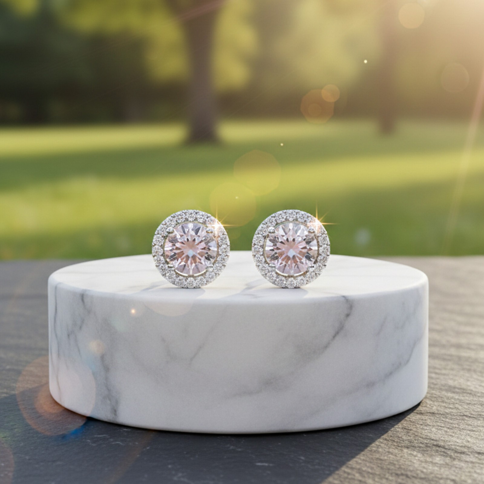 2 Ct Round Light Pink Lab Grown Diamond Stud Earrings VS1 925 Sterling Silver