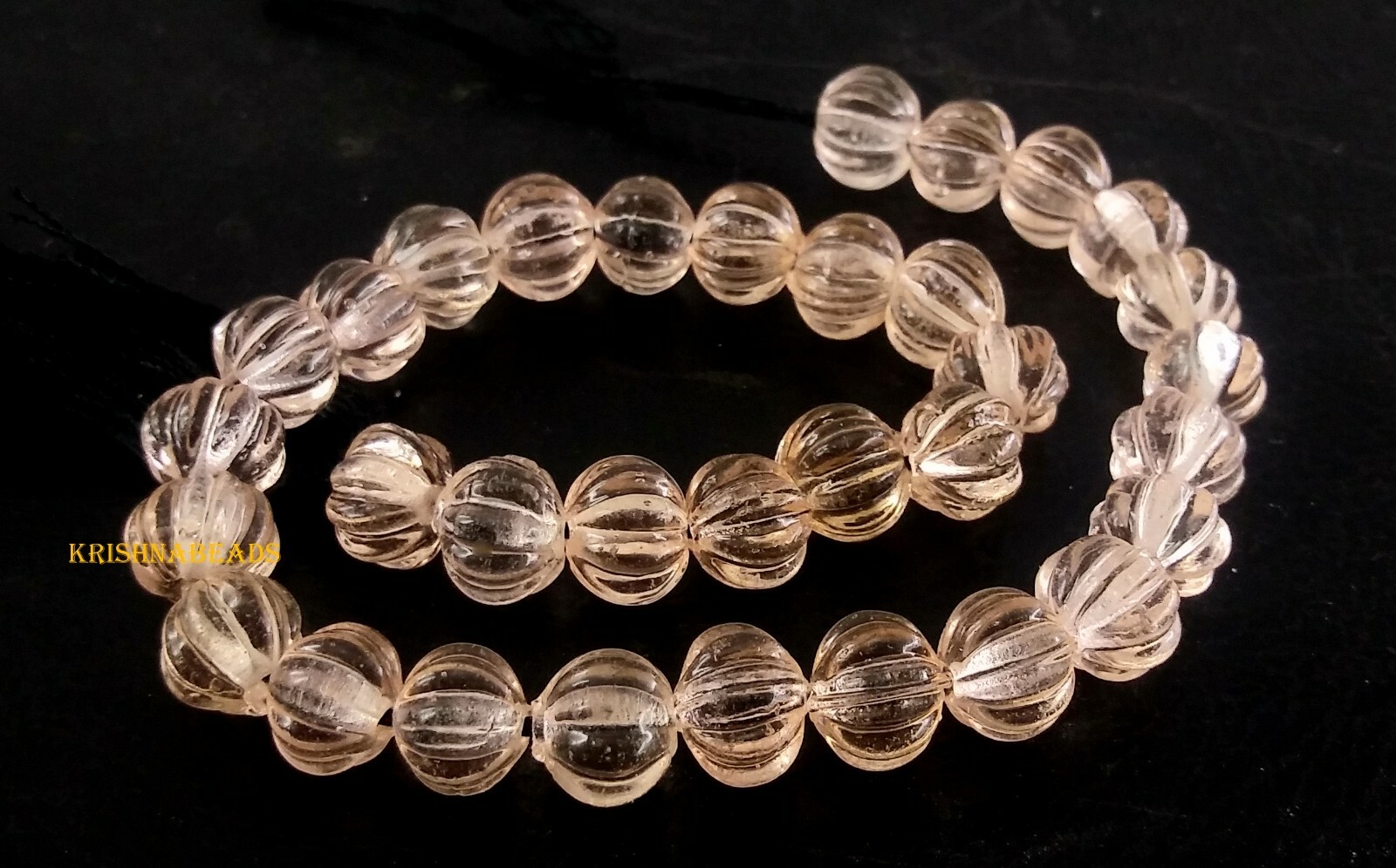 Imperial Topaz Carved 6-7mm Hydro Smooth Gemstone Beads 8″ Watermelon 1 Strand