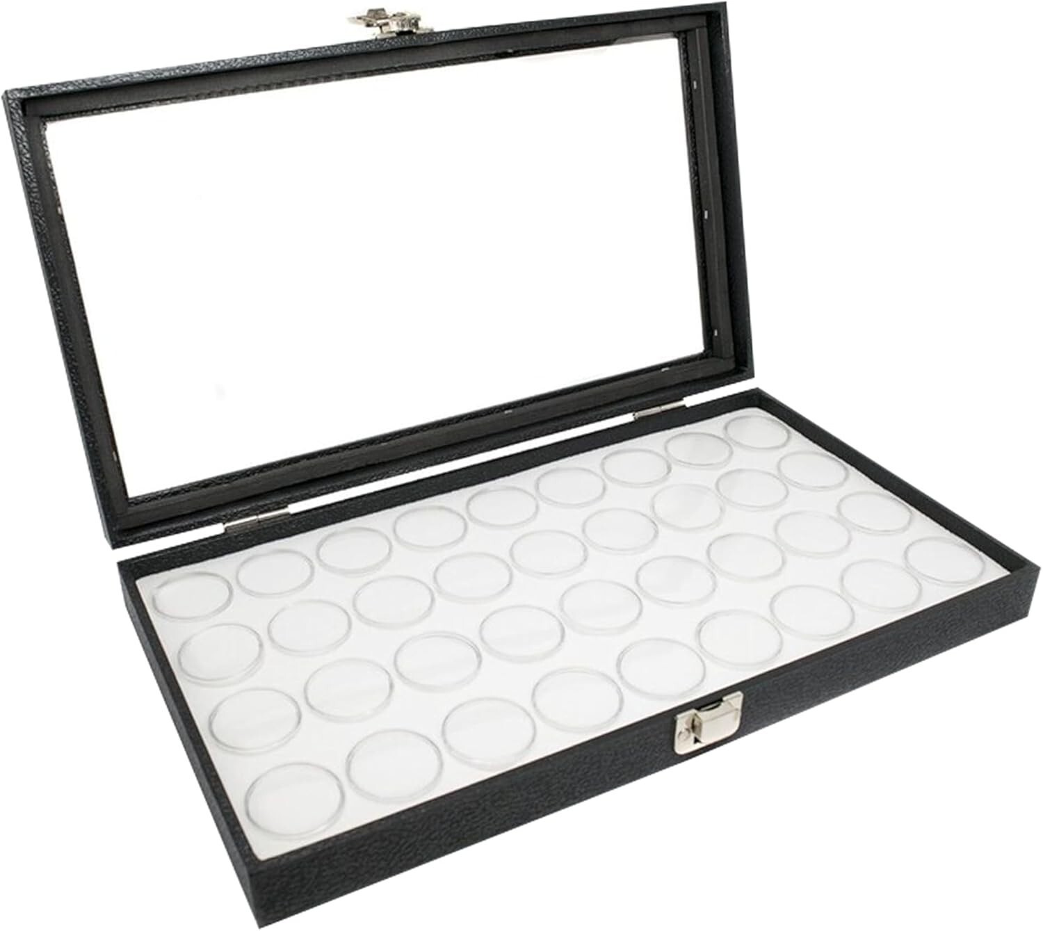 Novel Box Glass Top Black Jewelry Gemstone Display Case With Gem Jar Tray Insert
