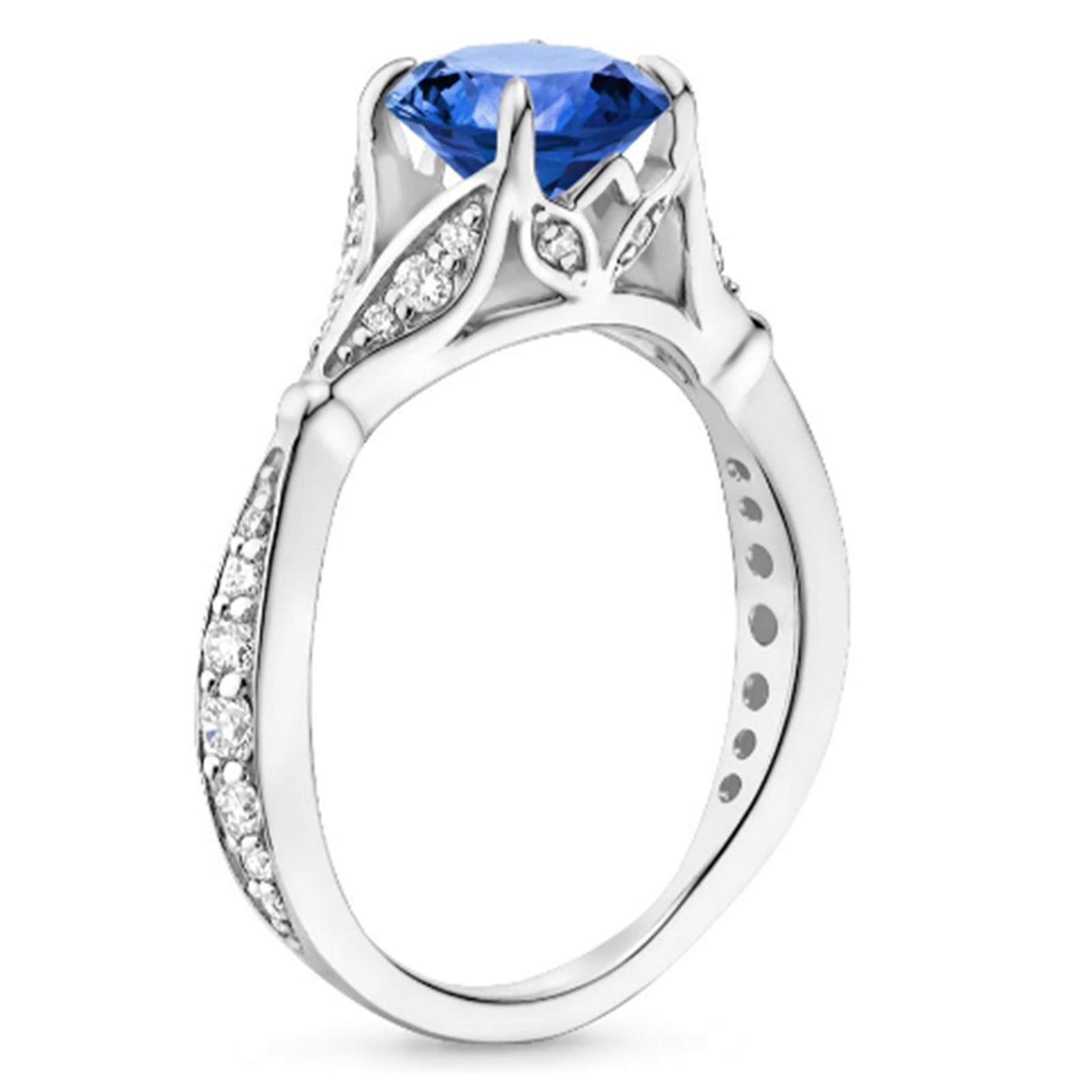 2.56 Ct Oval Cut Natural Sapphire Diamond Wedding Ring 14K White Gold Size 7