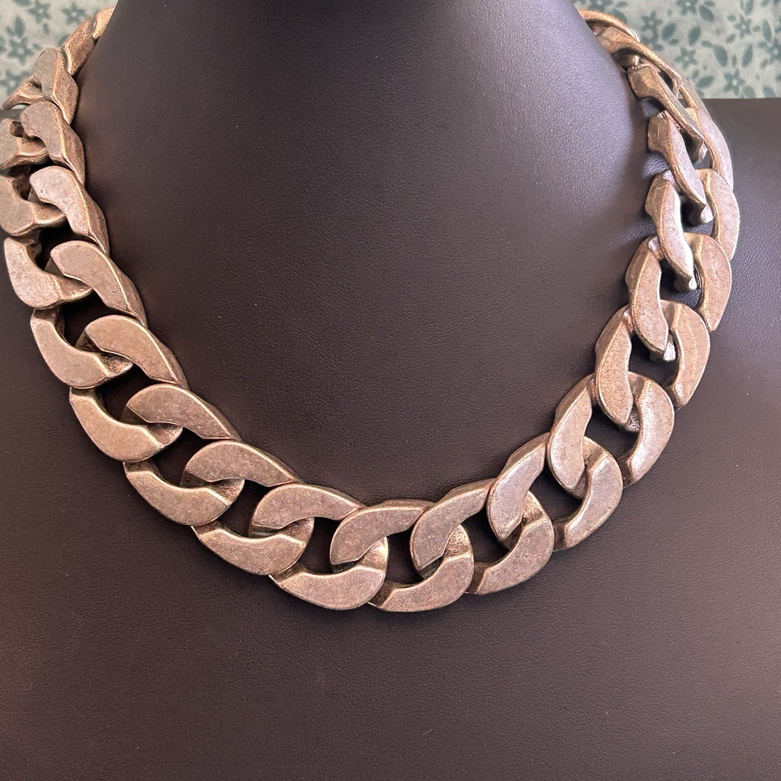 Zara Silver Tone Chunky Cuban Link Chain Statement Necklace, Signed