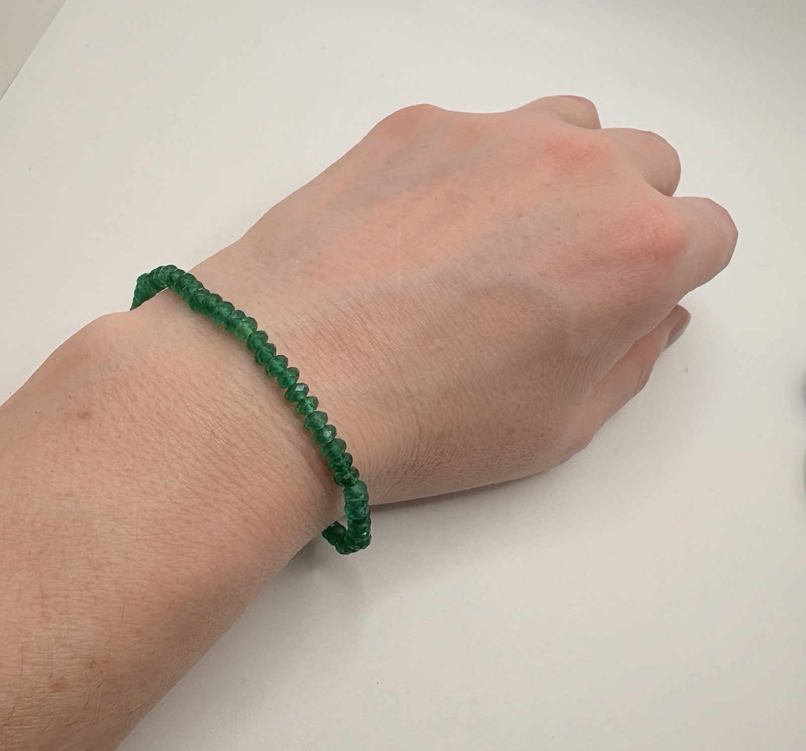 Verde Onyx Beaded Bracelet Sterling Silver 7.25-9.5 in