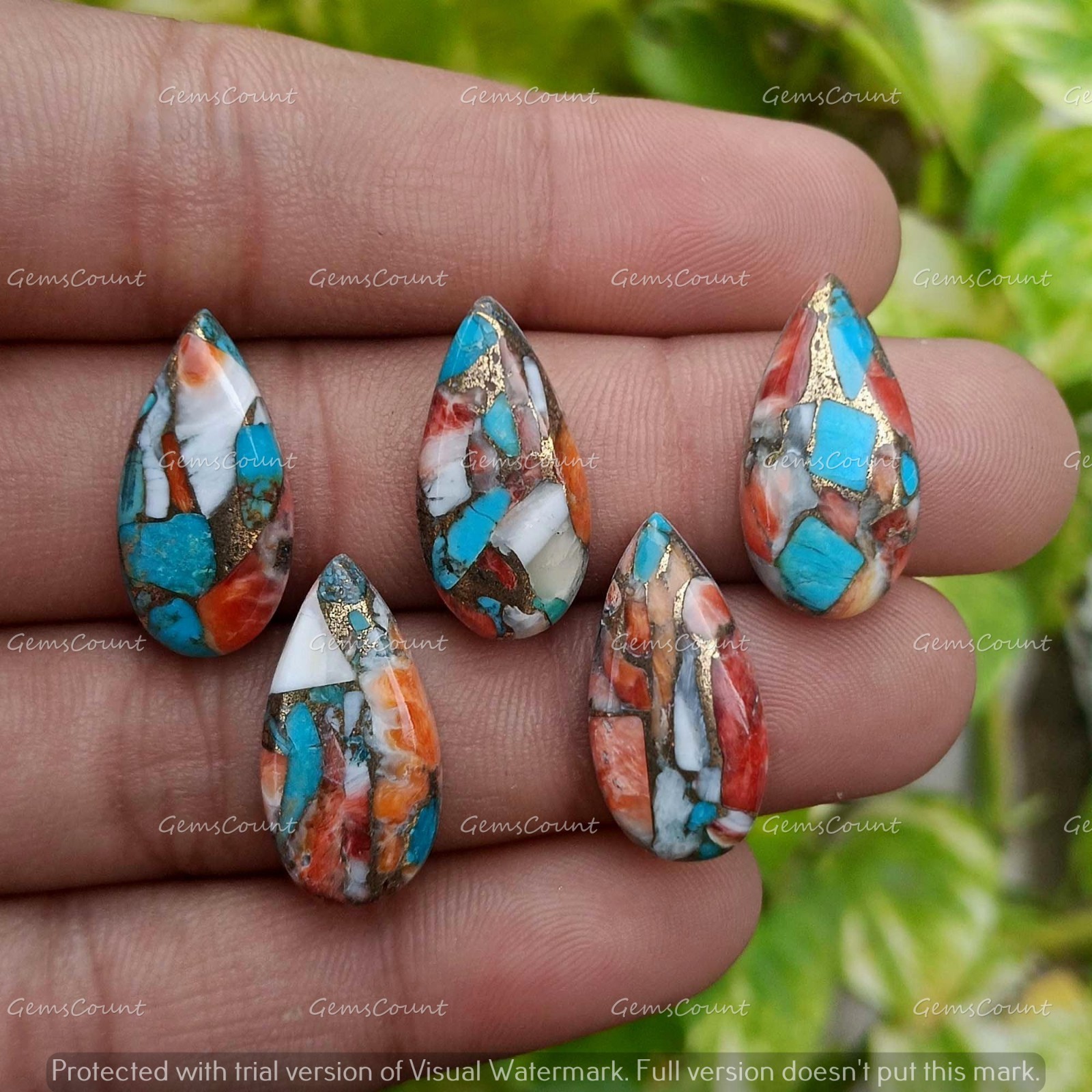 Natural Oyster Turquoise Long Pear Cabochon Handcrafted Gemstone 5x10mm-15x30mm