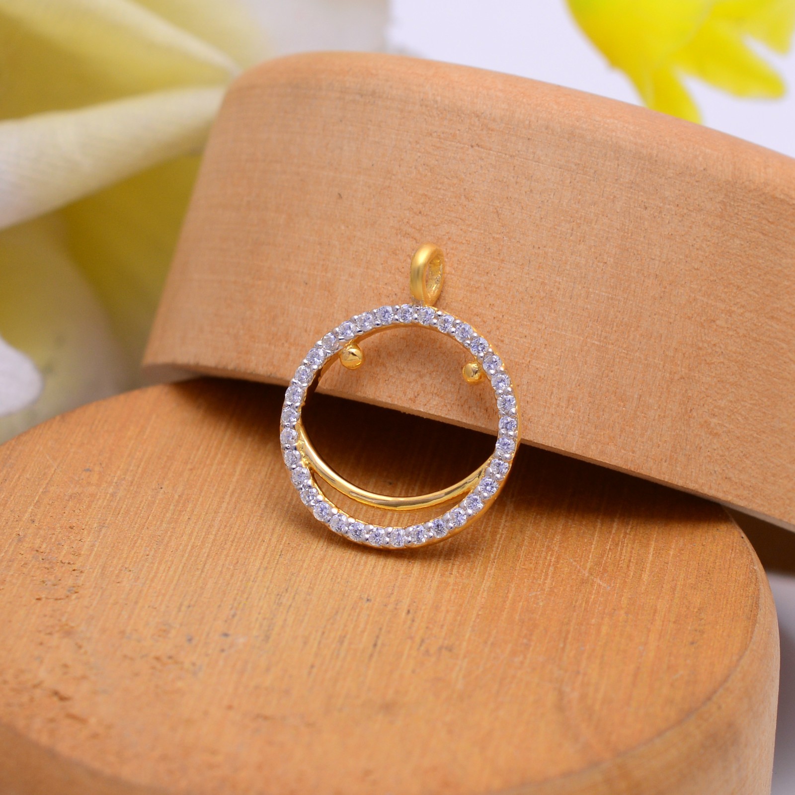 Gold Plated Open Circle Pendant 925 Sterling Silver Necklace for Women