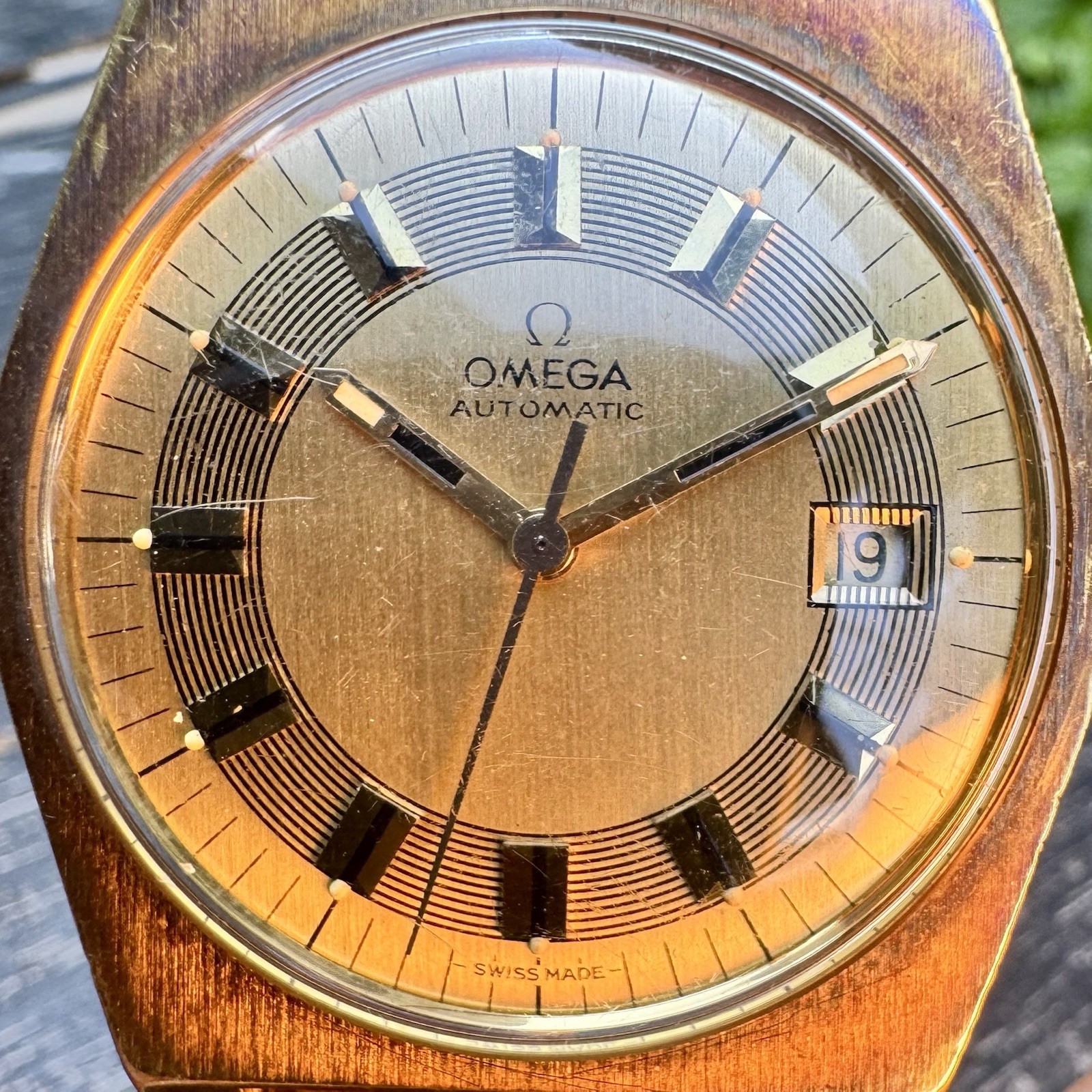 Vintage 1970s Omega Automatic Gold Plated Barcode 166.0118 cal 1480 Swiss 36mm