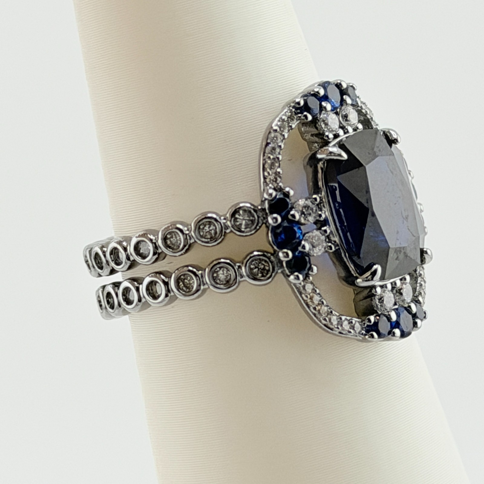 Bomb Party September Ring Sz 8 “Never Meek” Lab Created Sapphire on Hematite