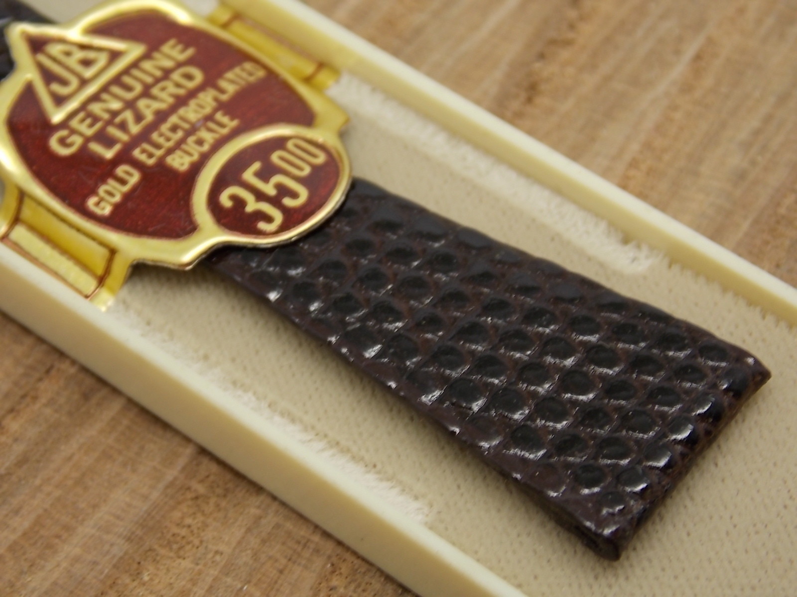 Vintage Hand Finished Genuine Lizard JB Champion watch band with fold over clasp