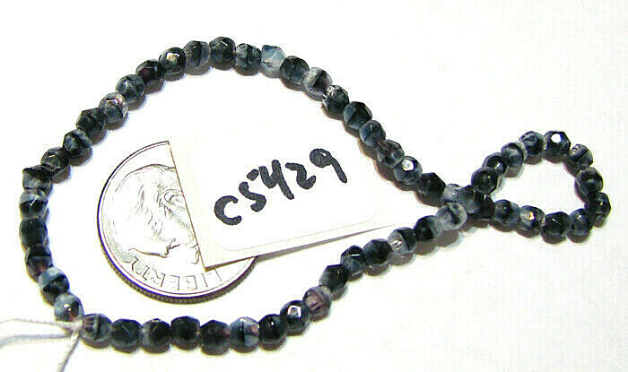 Czech Glass Faceted Round Bead BLUE TIGER’S EYE 3mm NOS Approx 50 C5429