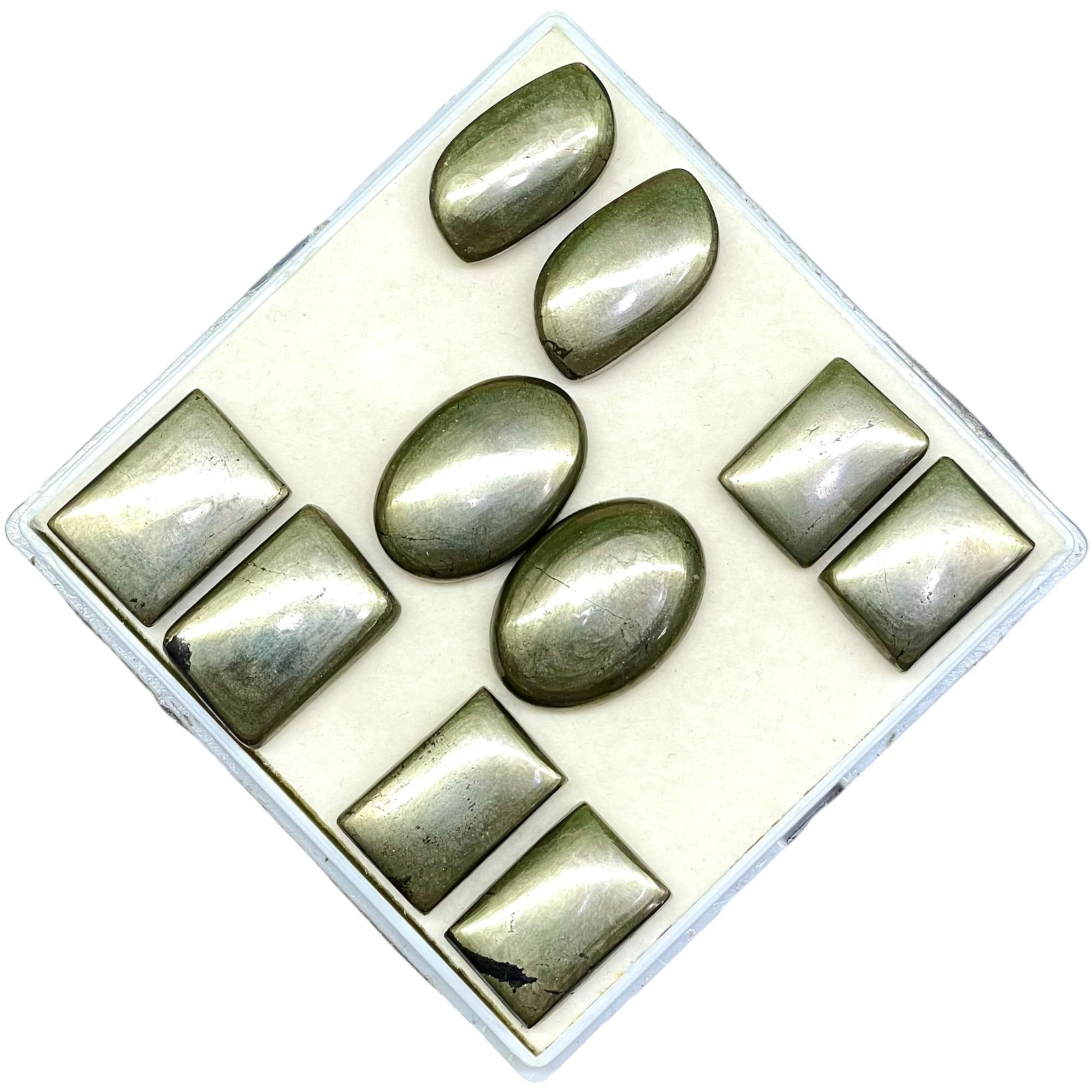 10 Pcs Natural Pyrite Cabochon 20-27mm Loose Golden Metallic Luster Gemstones
