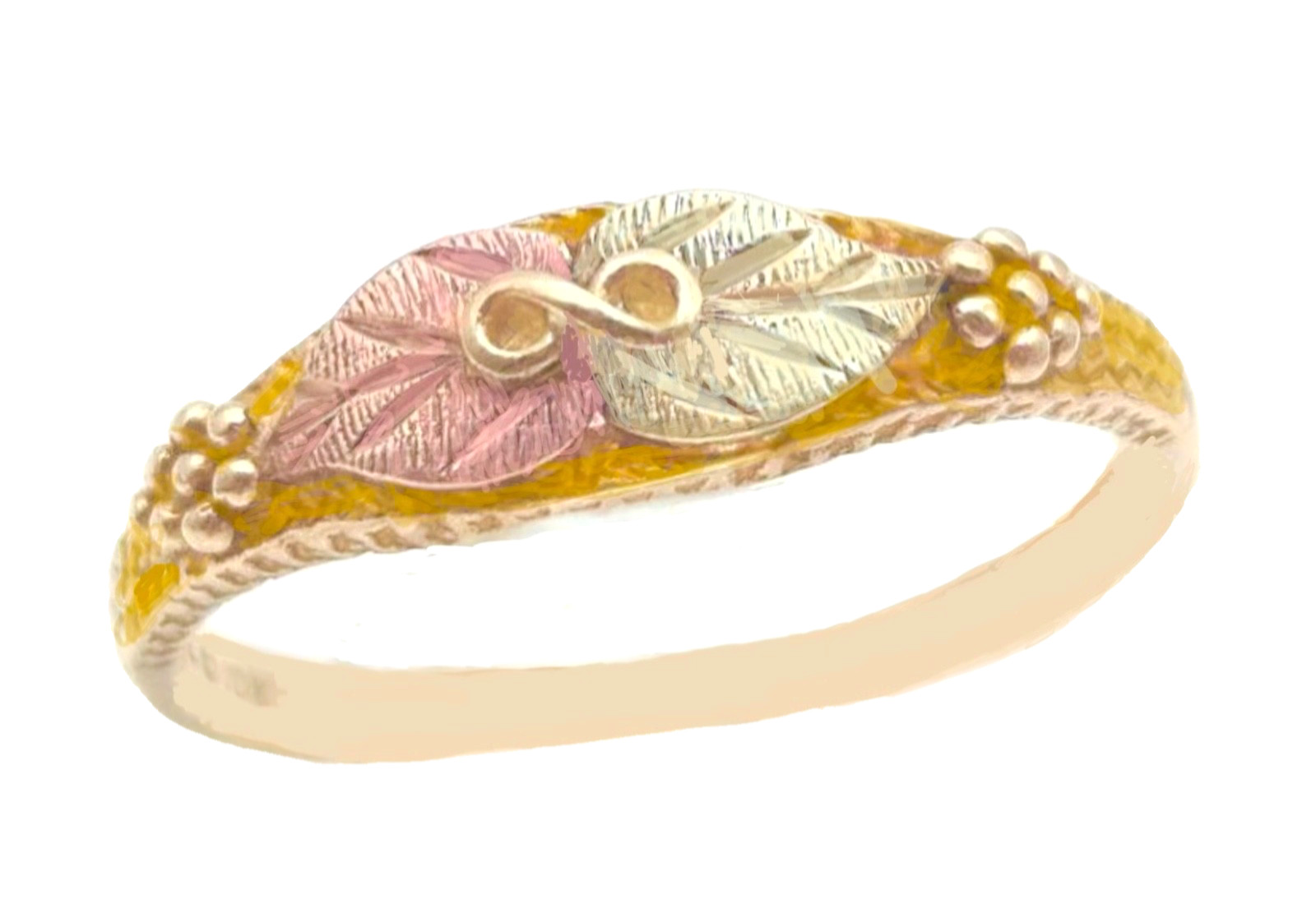 Black Hills Gold 10k Ladies Wide Front Band Ring Size 9 1/2