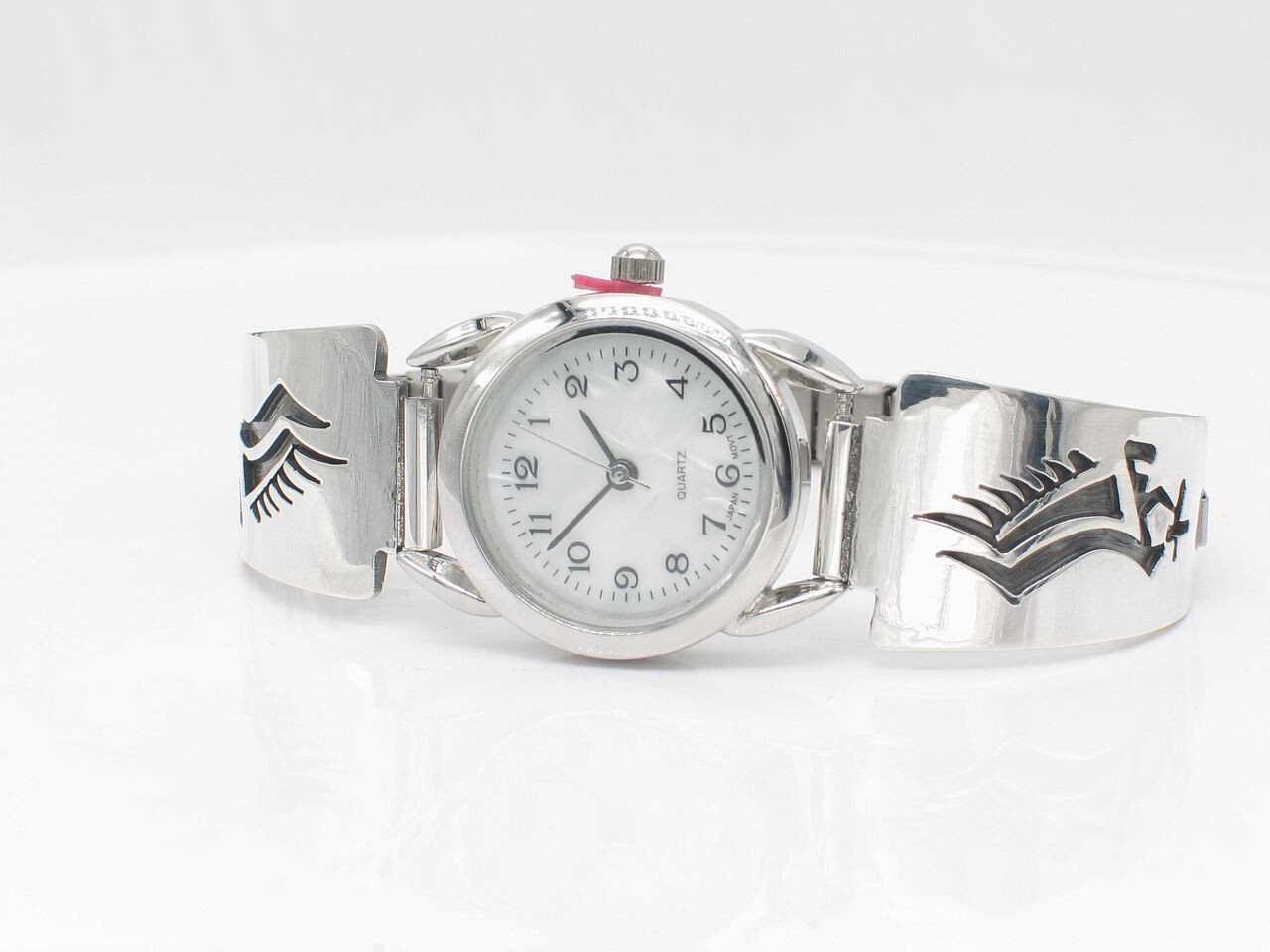 Native American Navajo Handmade Sterling Silver Overlay Lady’s Watch Tips