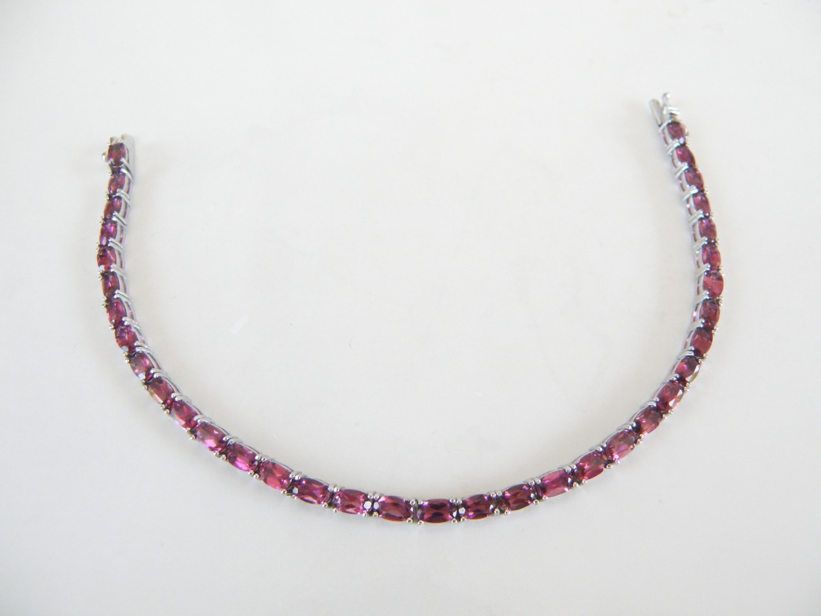 Sterling Silver 925 Rhodolite Pink Garnet Tennis Bracelet 8″