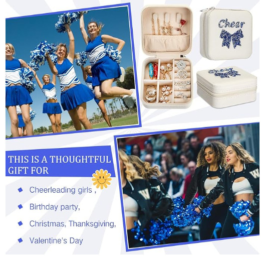 Twelve Travel Size Girls Cheer Jewelry Cases for Gifts Cheer Team Party Favors