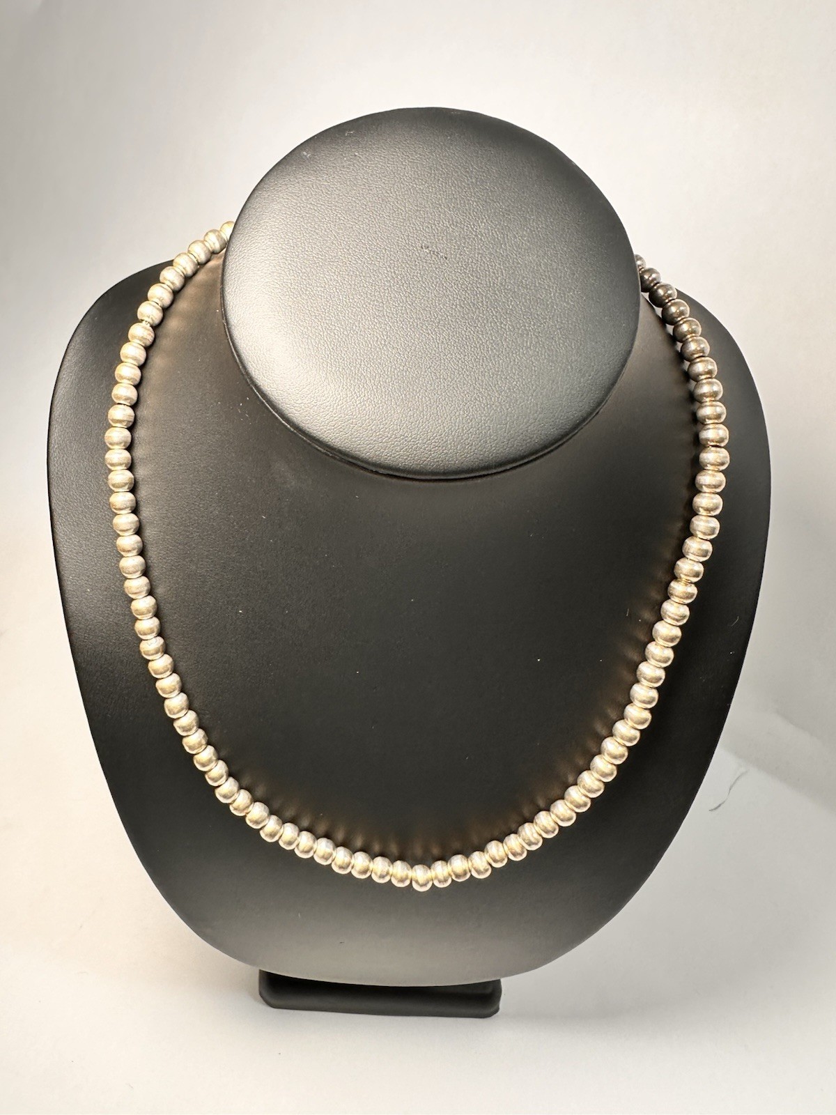 Vintage 44g Taxco Mexico 925 Sterling Silver Beaded Necklace 20” Box Clasp