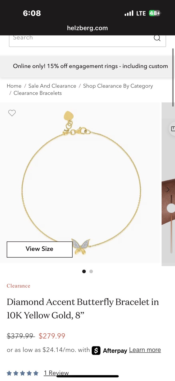 Diamond Accent Butterfly Bracelet In 1OK Yellow Gold 8 Inch| Helzberg Diamonds