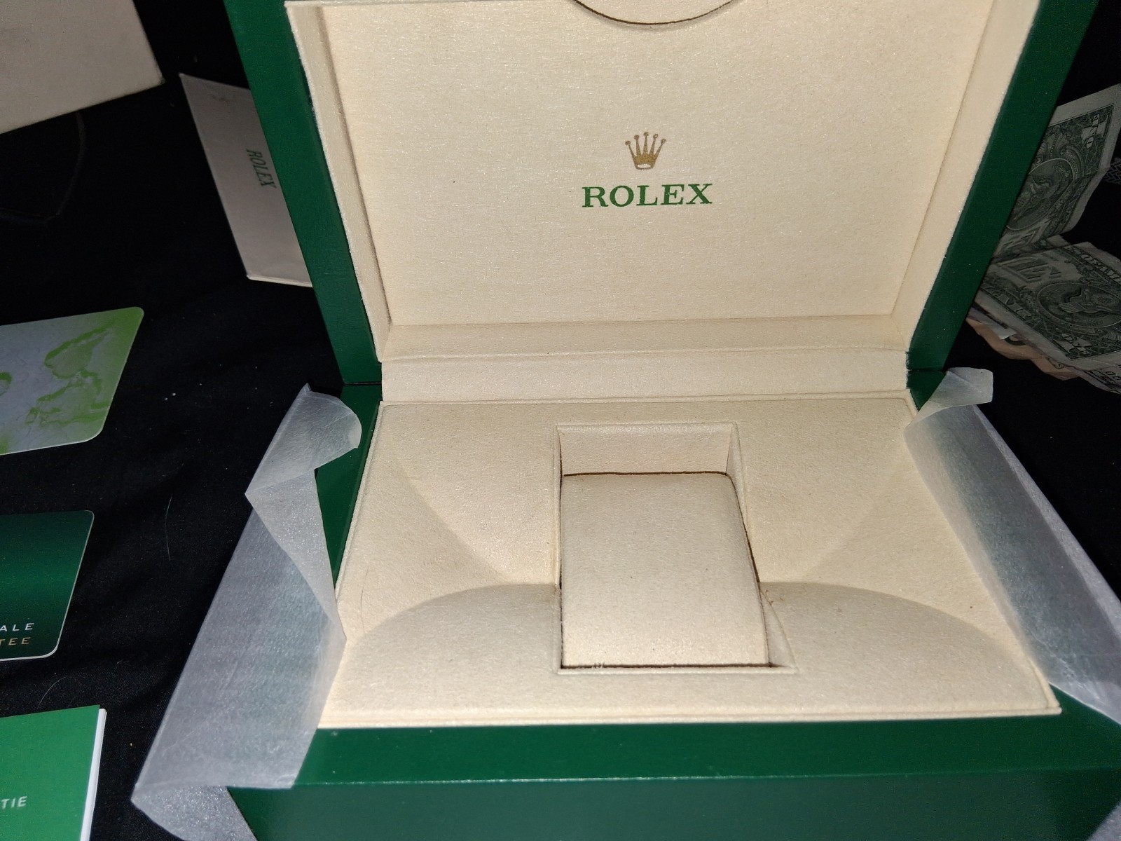 Rolex Green/Beige Wood Watch Storage Box Case 1-3 Watches w/ Booklets