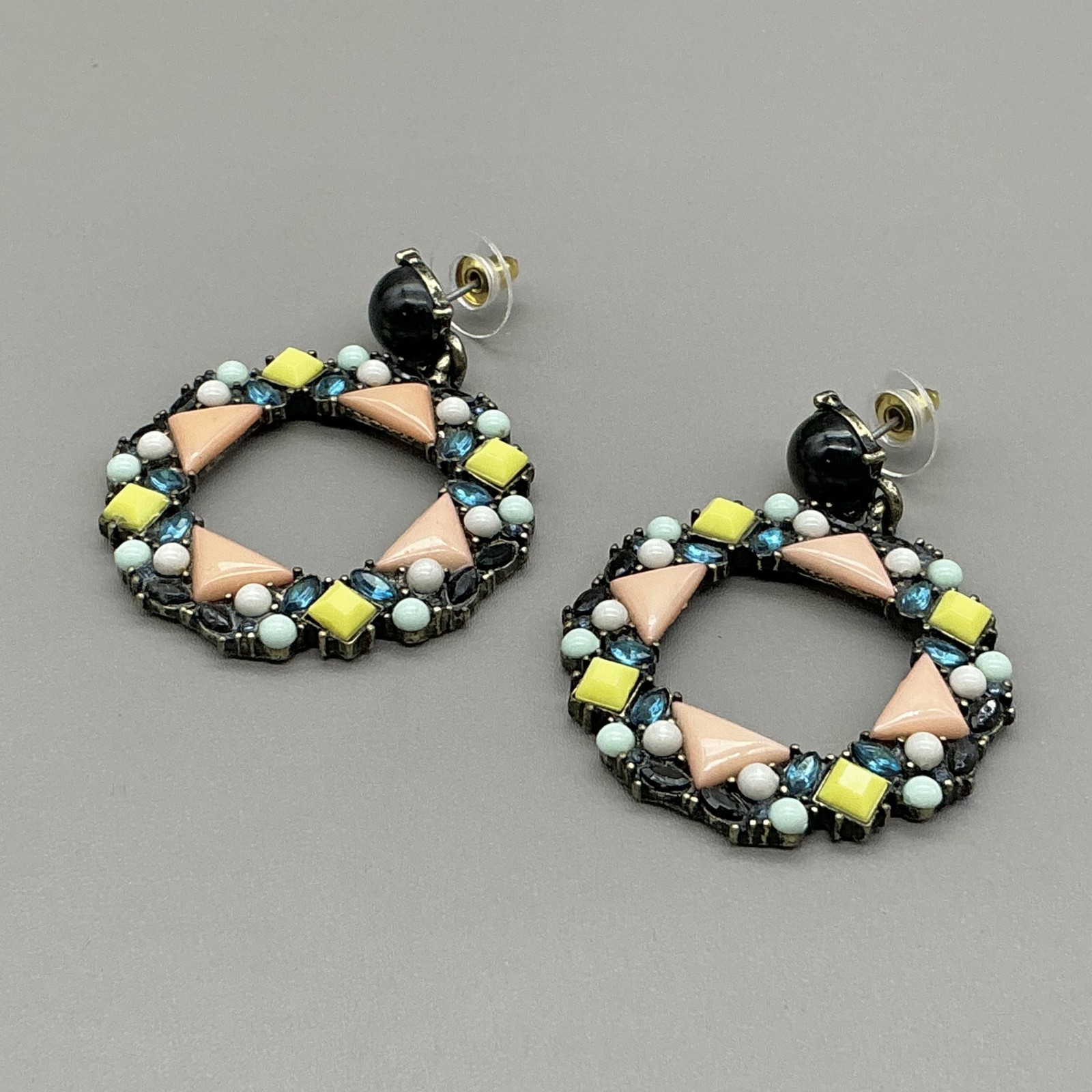 Earrings Multicolor Resin Rhinestone Circle Dangle Drop Womens Statement Jewelry