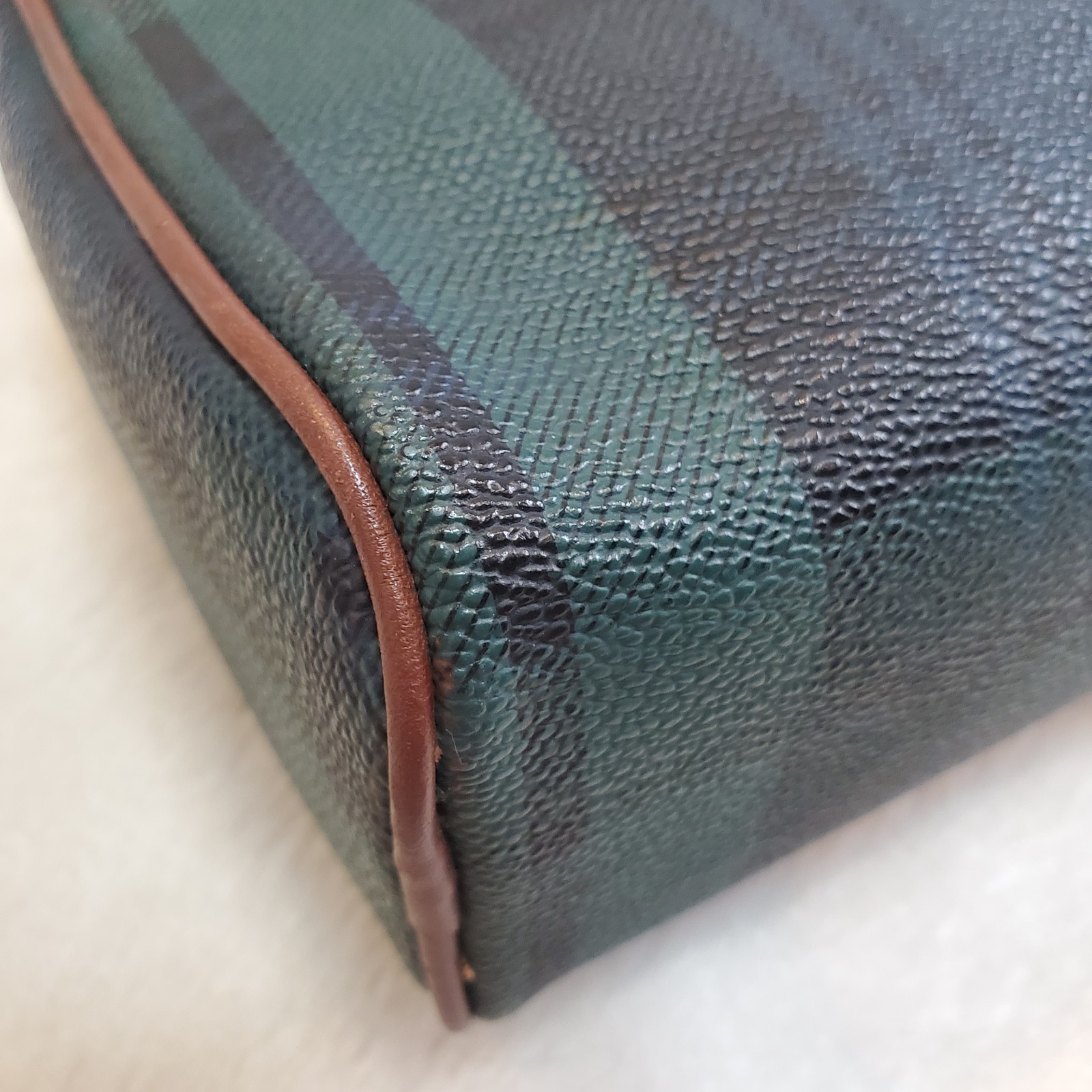 Polo Ralph Lauren Black Watch Check Pouch Clutch Bag Green PVC Leather