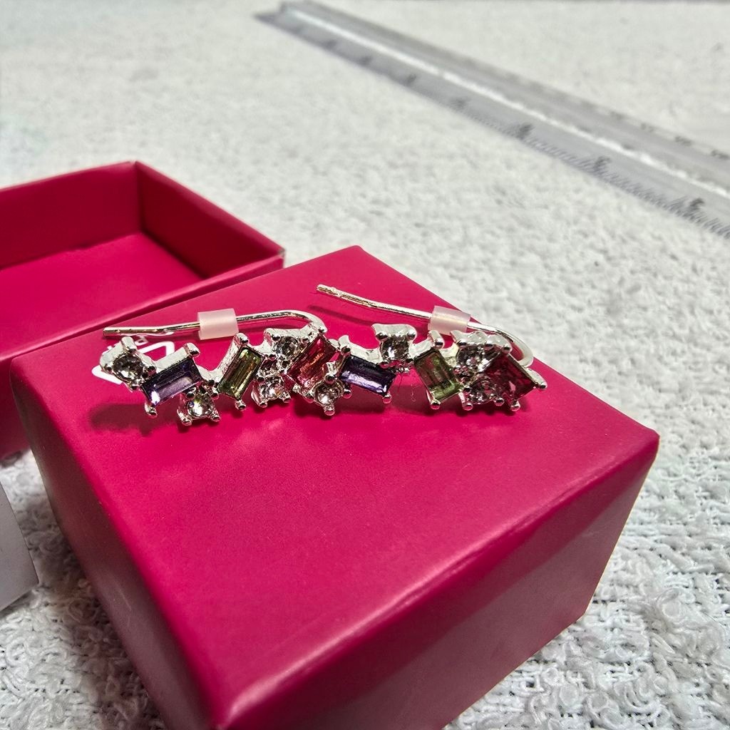 Women’s Avon Radiant Rainbow Ear Crawler Earrings One Size Silver Multicolor