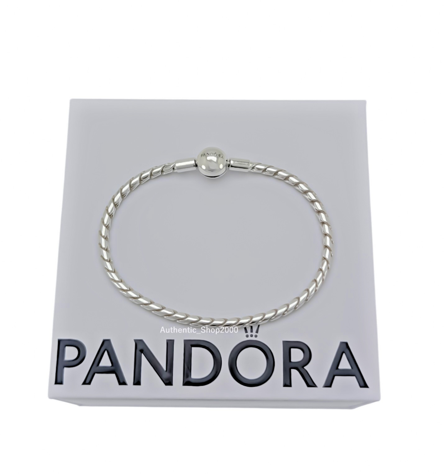 NEW 100% Authentic PANDORA Silver Logo Round Clasp Wing Chain Bracelet 594028C00