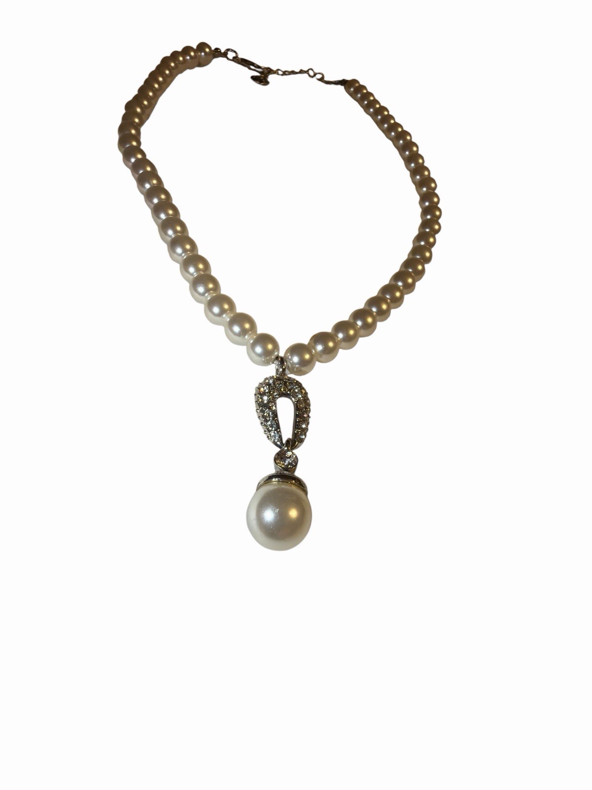 MAJORICA High Luster Faux Pearl CZ Pendant Teardrop Necklace