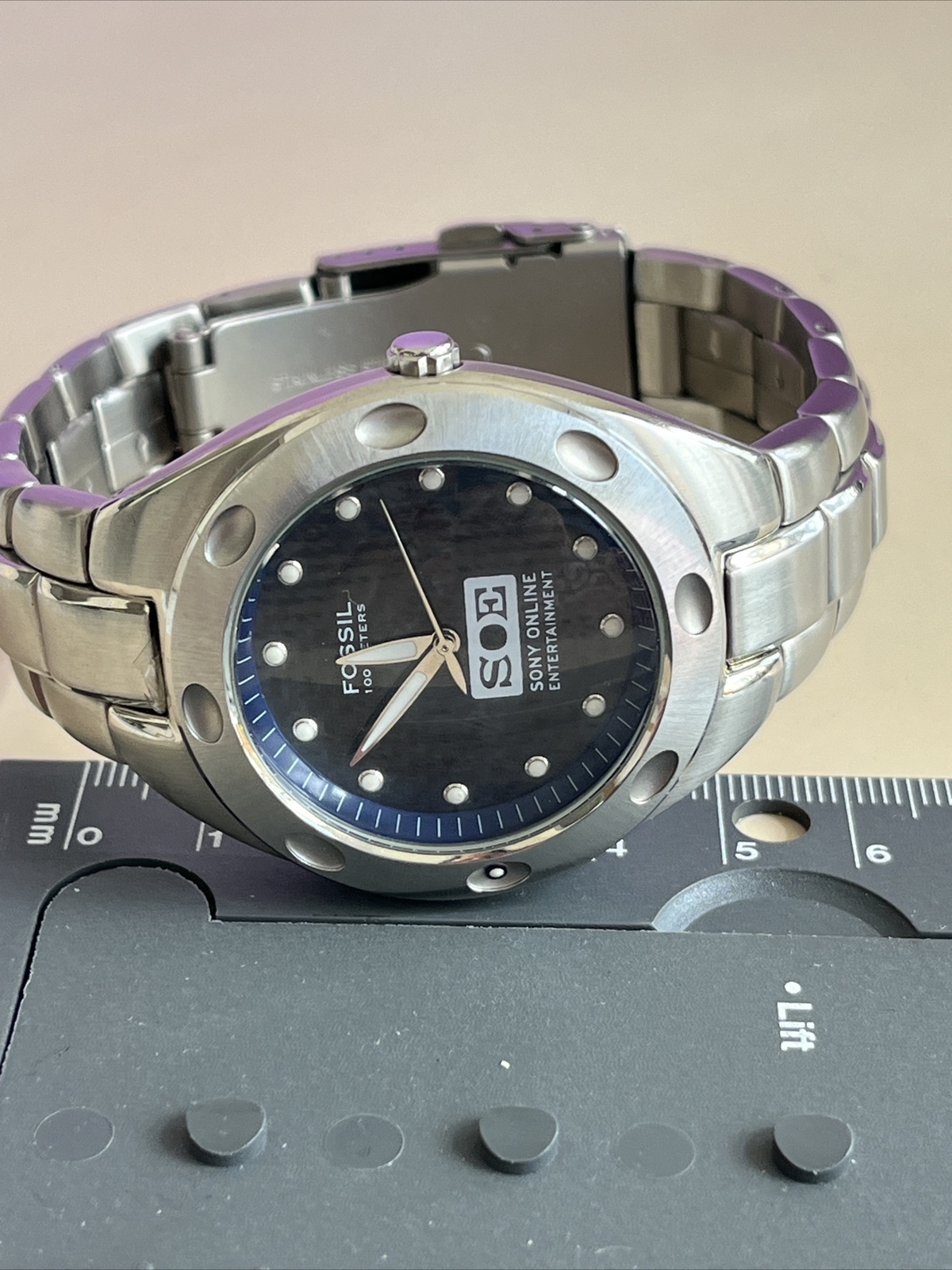 Fossil Men’s Blue 100 MPR-5098 Japan Movt StSteel Wrist Watch SOL-New Battery
