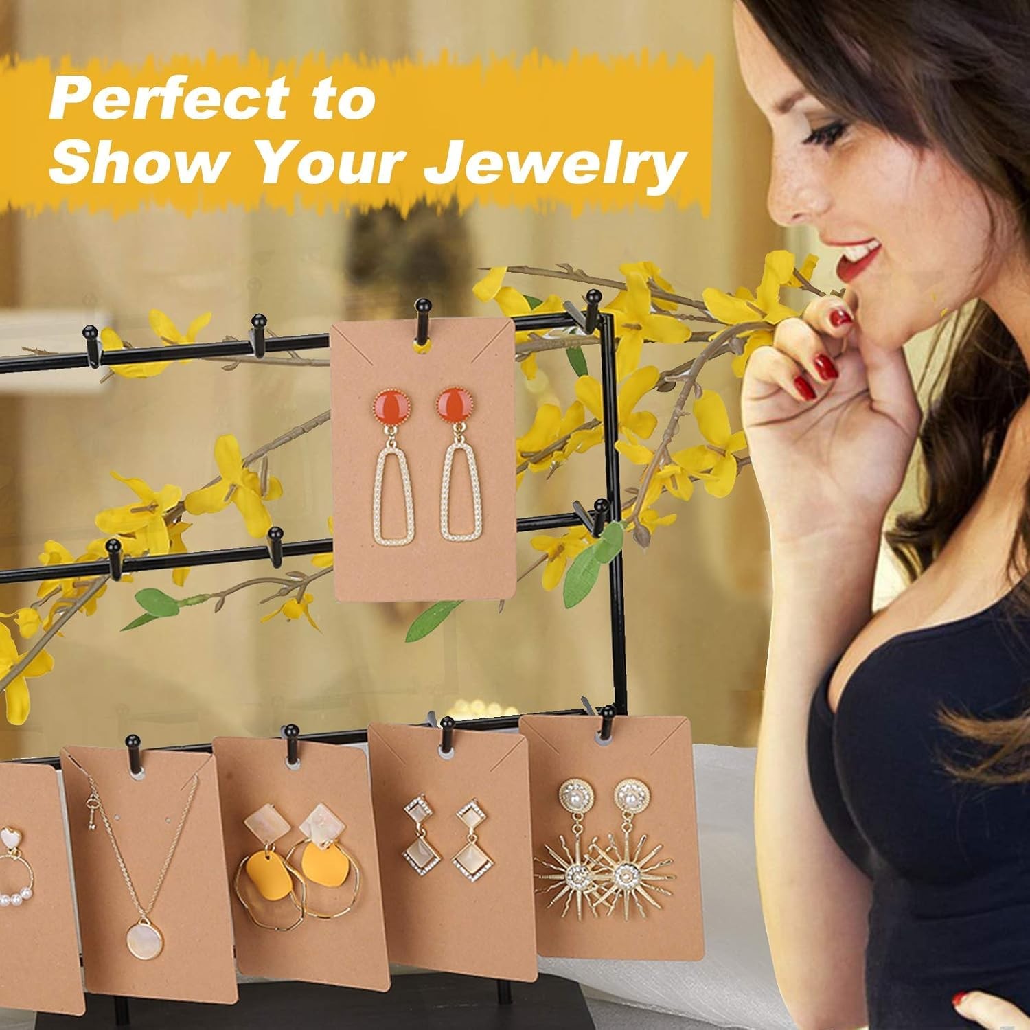 350pcs Earring Display Cards – 3.5 x 1.96 Inches Sturdy Earring Cards for Ear…