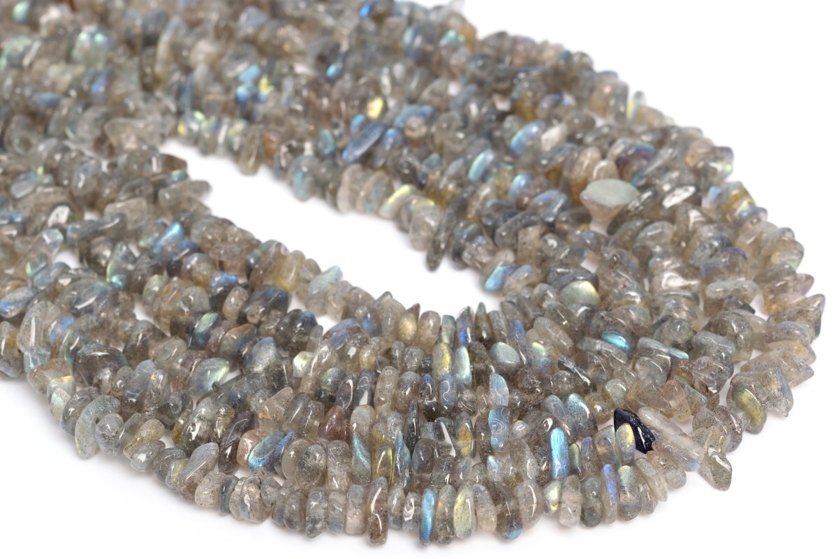 4-10MM Gray Labradorite Pebble Chips Grade AA Genuine Natural Loose Beads 15.5″