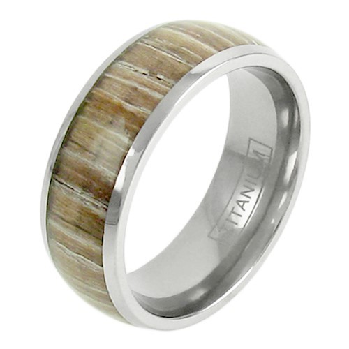 8mm Titanium Men’s Ring Light Wood Grain Wedding Band Ring