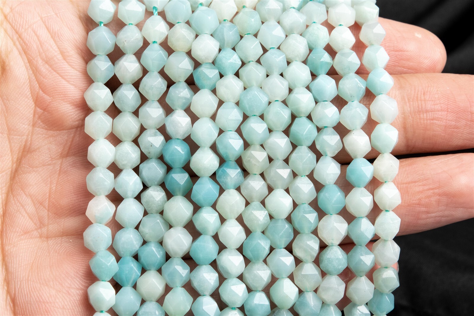 Blue Amazonite Star Cut Faceted Grade A Natural Loose Beads 5-6/7-8/9-10MM