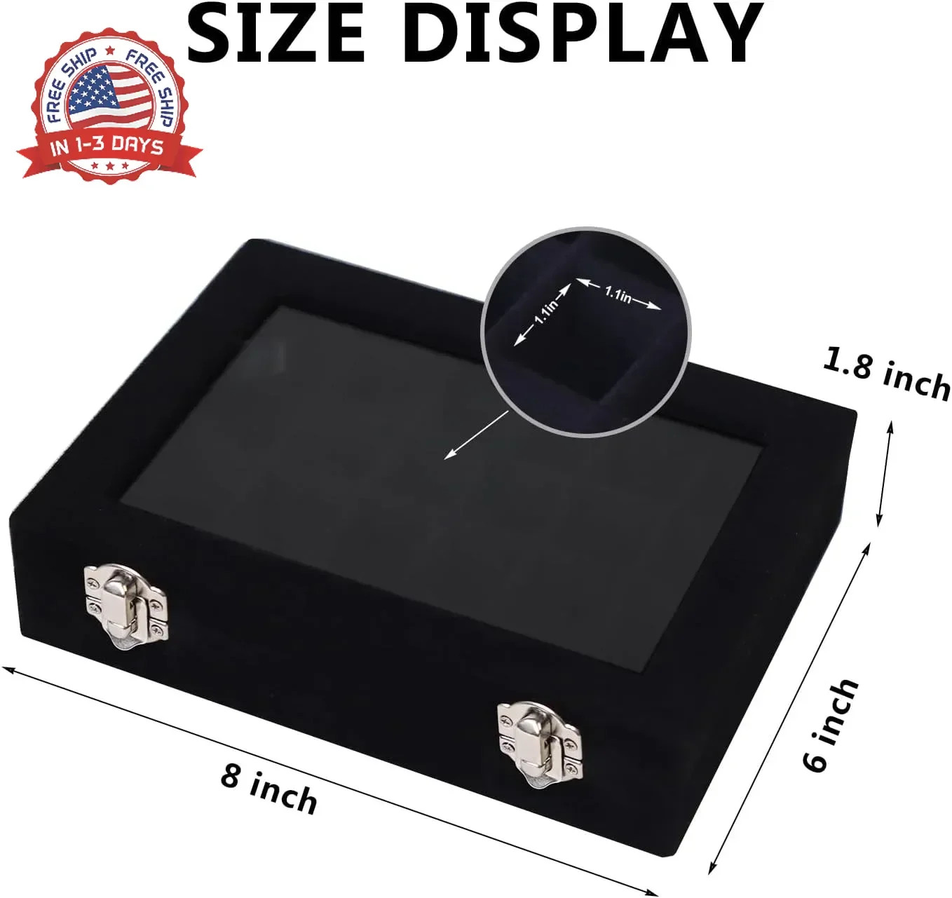 Velvet Jewelry Box 24 Grid Jewelry Earrings Display Organiser Box Ring Tray Hold