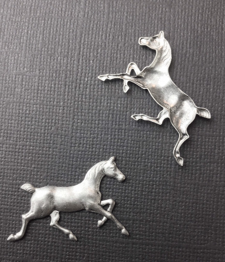 40194 – 2 Pc Running Horse Jewelry Finding Matte Silver Ox