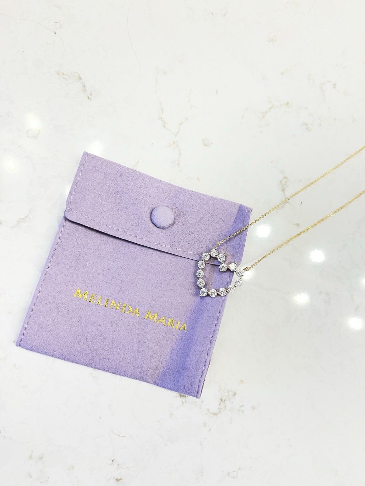 Melinda Maria Gold Necklace She’s An Icon Small Heart White Diamondettes NWOT