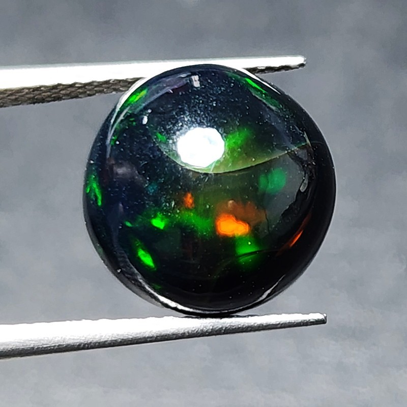Natural Ethiopian Welo Honeycomb Black Opal Round AAA Fire Loose Gemstone 4.85Ct