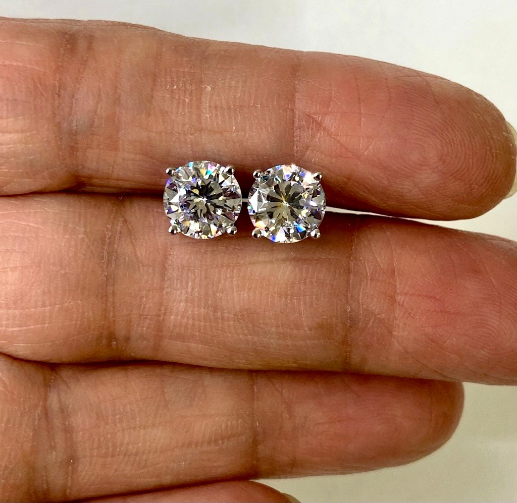 Diamonique Platinum Clad 100-Facet 3.00cttw Stud Earrings QVC