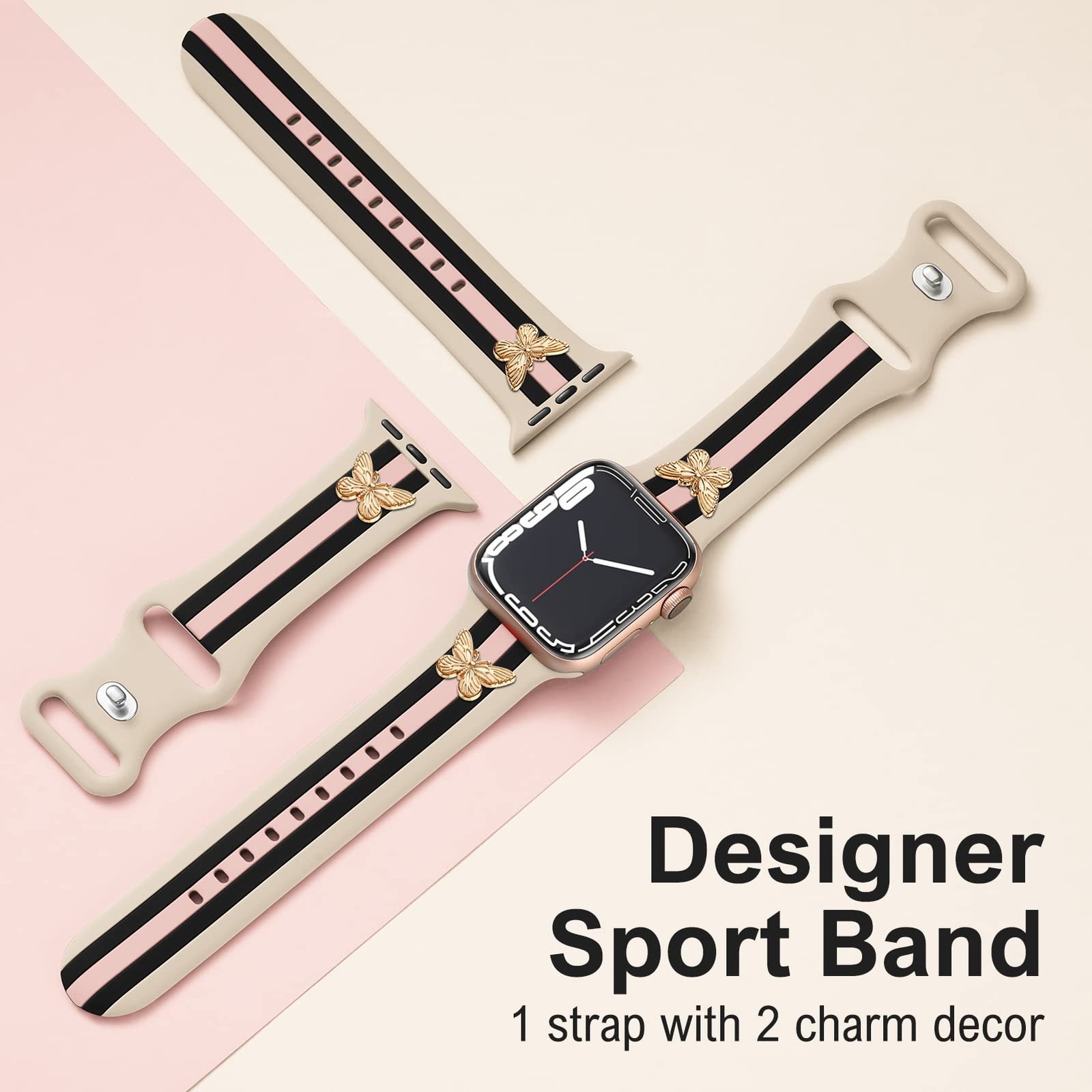 Designer 38mm/40mm/41mm/42mm(Series 11 10), walnut/Black/Pink with Butterfly