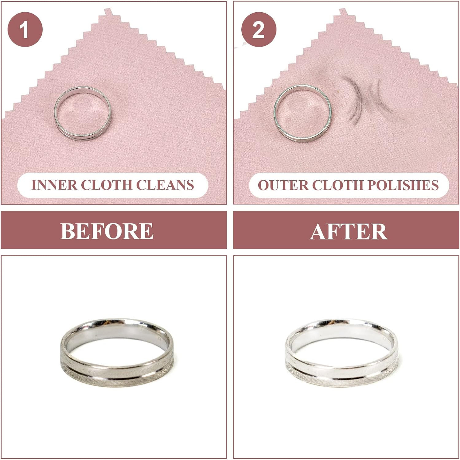 60PCS Jewelry Cleaning Cloth, Professional Polishing Cloth Individually Wrapped,