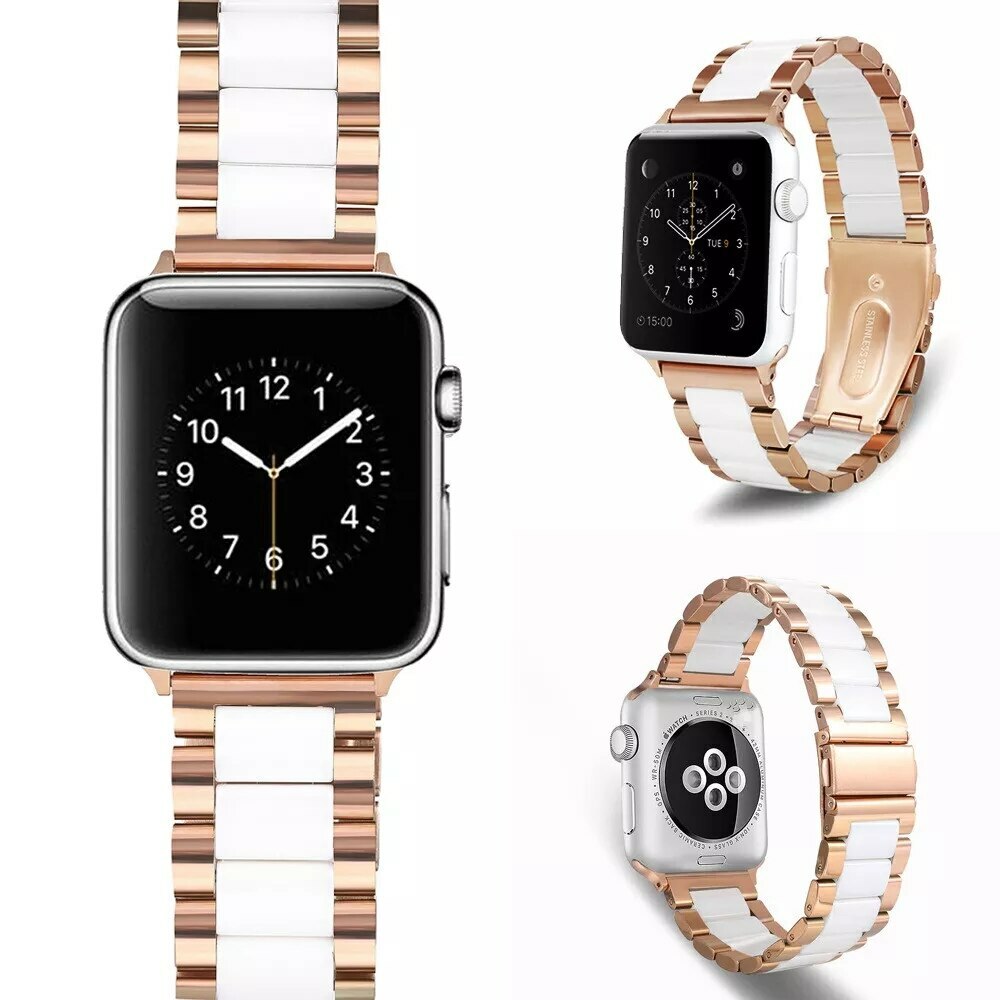Ceramic Ladies Watch Band Stainless Steel Bracelet For Apple Watch Series 6 5 SE