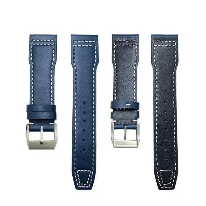 Soft Genuine Leather Watch Strap for IWC Pilot Portofino 20-22mm Dark Blue Band