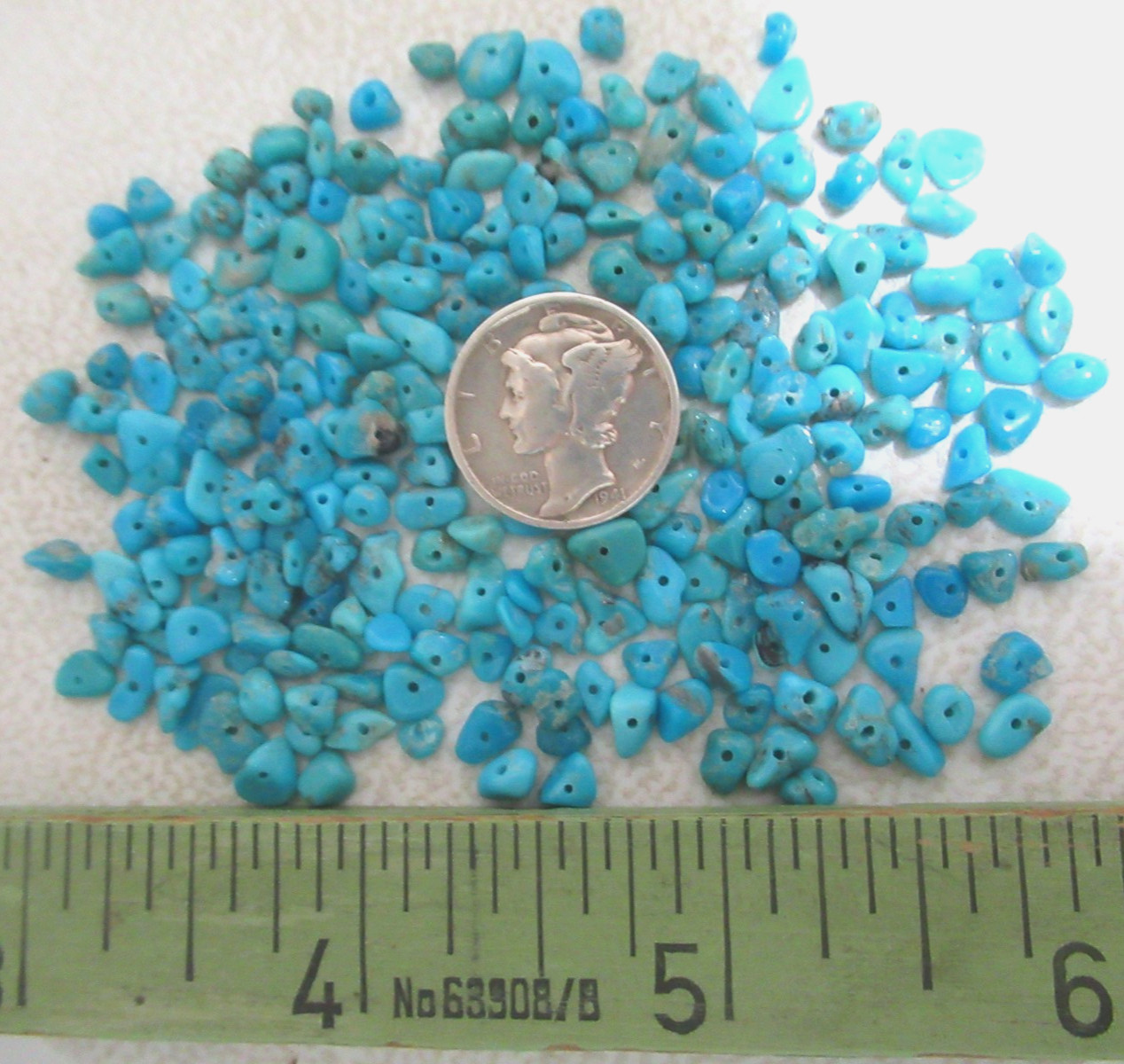 SLEEPING BEAUTY TURQUOISE 1/2 OZ SM DRILLED NUGGETS 4 X 4mm to 8 X 3mm #834