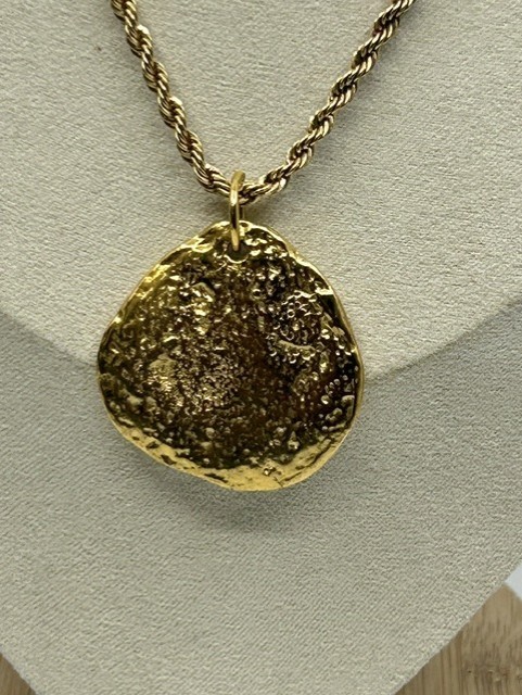 Erwin Pearl Signed Gold Tone Rope Chain Gold Nugget Necklace 20″ Vintage