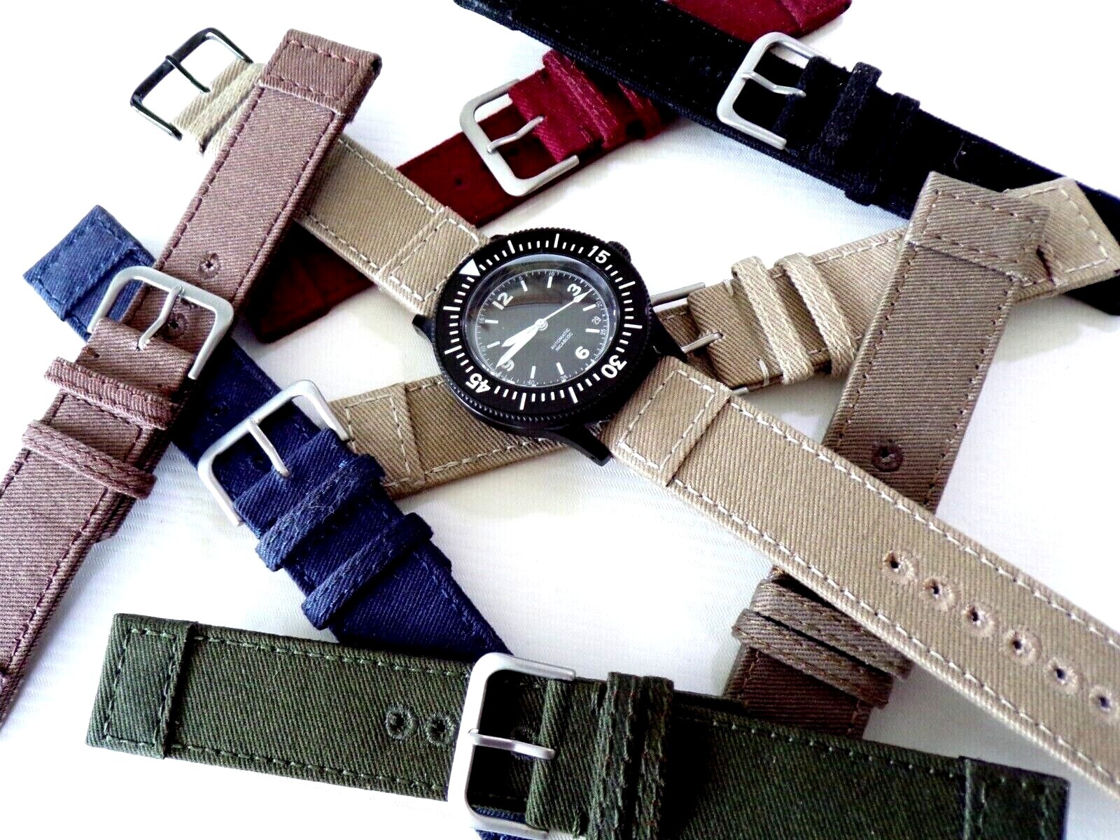 22mm WWII Canvas Sailcloth NATO military Dbl Layer nylon watch band Sport strap