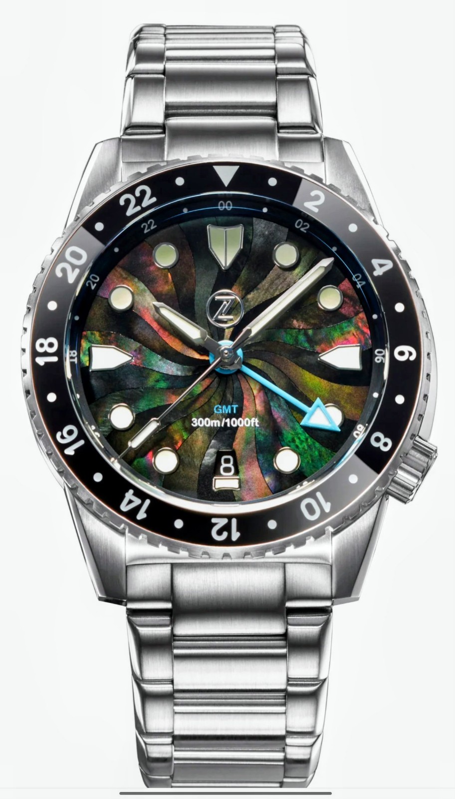 Zelos Mako 300MM GMT Black Turbine Mosaic Pattern 40mm Automatic Watch