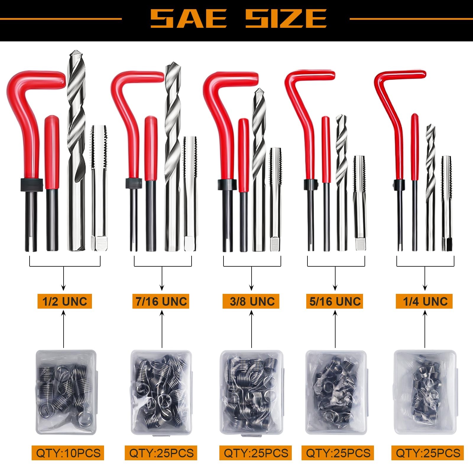 Ajulybee Helicoil Thread Repair Kit 261 Pcs Thread Chaser Kits Hss Drill