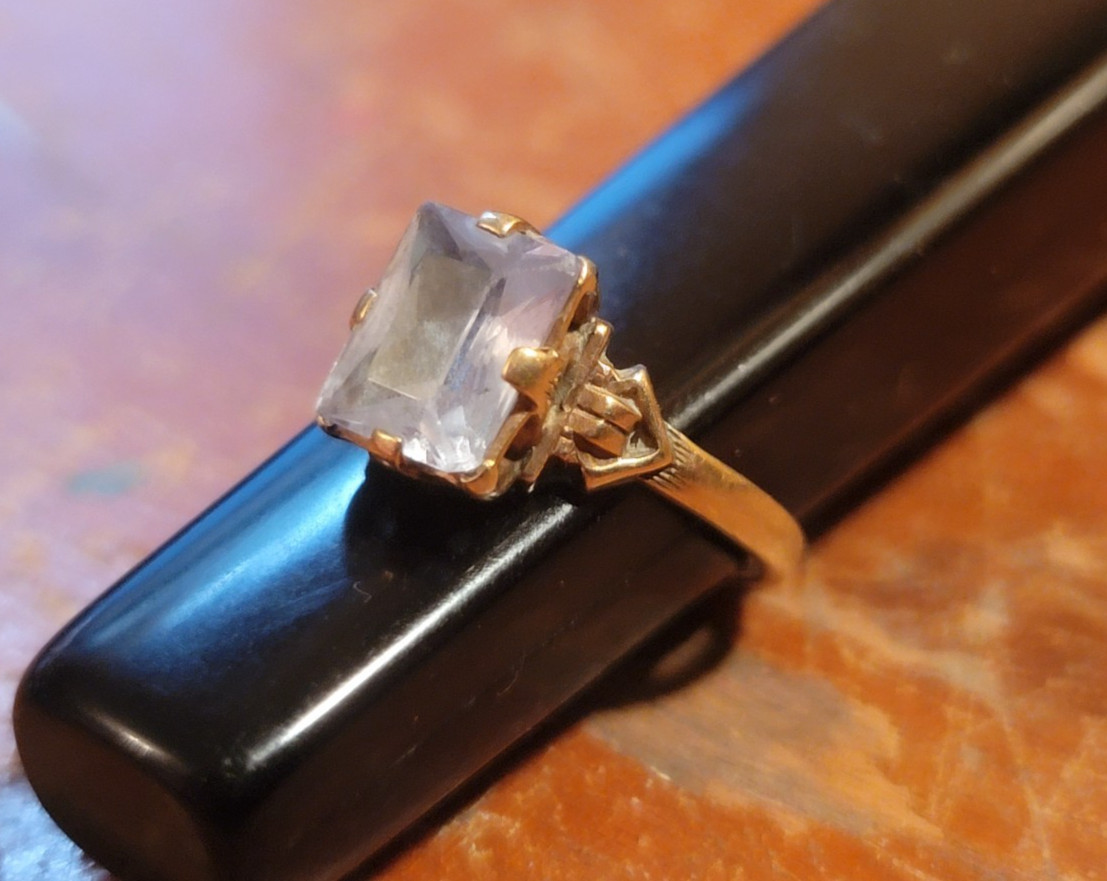Vintage J.J. White 10K Gold Ring, 1930s-50s, Bridge Between Art Deco and MCM