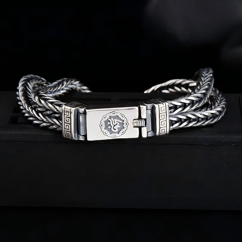 Pure S925 Sterling Silver Chain 10mm Double Wheat Foxtial Bracelet 60-61g 7.9inL