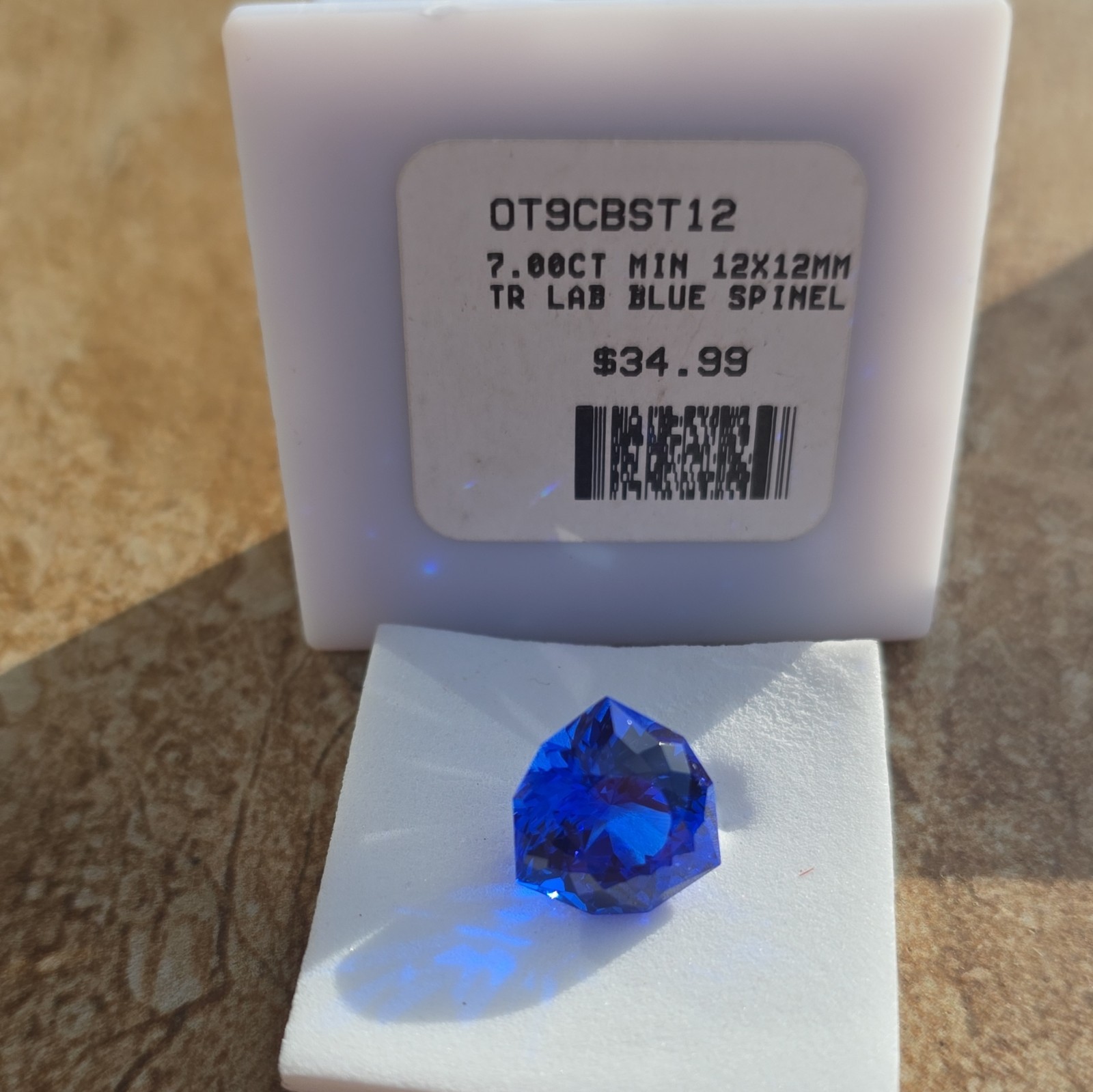 Lab-Created Blue Spinel Trillion Cut Loose Gemstone 12x12mm 7.00ct 1pc